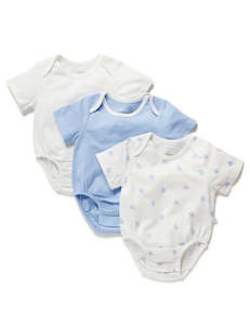 Little Green Co: Little Green & Co Core Jersey Short Sleeve Bodysuit 3 Pack - Sky Berry