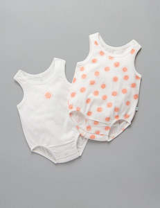 Little Green Co: Little Green & Co Jersey Sleeveless Bodysuit 2 Pack - Sunshine Orange