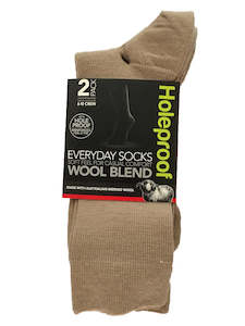 Holeproof Mens Everyday Business Wool Blend 2 Pack - Oatmeal