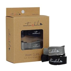 Pram Pegs: Emotion & Kids Black & Grey Pram Clips 2 Pack