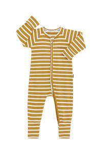 Zippy Flash Sale: Bonds Wide Needle Rib Zippy - Marscapone/Sweet Caramel Stripe