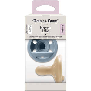 Tommee Tippee: Tommee Tippee Breast-Like Silicone Soother 2 Pack 6-18 Months - Blue Pack
