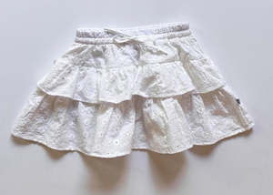 Dukes The Brand: Dukes The Brand White Broderie Ruffle Skirt