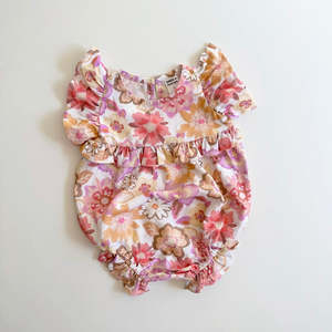Dukes The Brand Posie Playsuit - Pink and Gold Flower Print