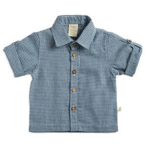 Tiny Twig: Tiny Twig Cambric Shirt - Navy Gingham