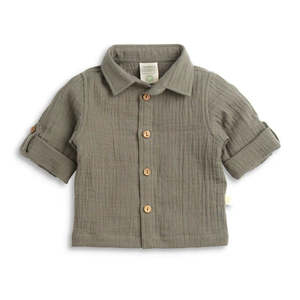 Tiny Twig: Tiny Twig Gandhi Shirt - Sage Crinkle