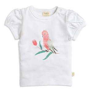 Tiny Twig: Tiny Twig Puff Sleeve Tee - White/Really Wild