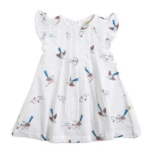 Tiny Twig: Tiny Twig Pintuck Dress + Bloomer - Blue Wren