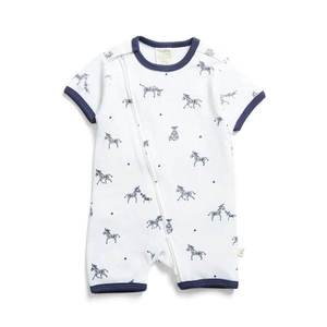 Tiny Twig Organic Short Sleeve Zipsuit - Zebra Print