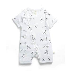Tiny Twig Organic Short Sleeve Zipsuit - Lama Adventure Print