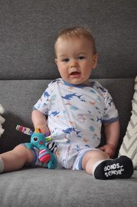 Tiny Twig: Tiny Twig Short Sleeve Zipsuit - Shoreside