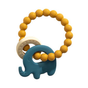 Playground Silicone Elephant Teether - Steel Blue
