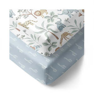 Living Textiles 2 Pack Organic Cot Fitted Sheet - Wild Safari