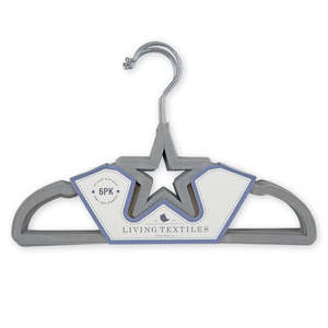 Living Textiles 6 Pack Baby Coat Hanger - Grey Star