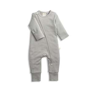 Tiny Twig Organic Long Sleeve Zipsuit - Granite Stripes