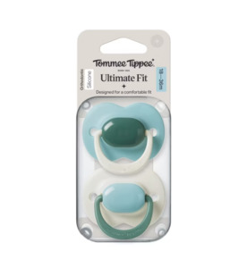 Tommee Tippee: Tommee Tippee Ulitmate Fit Soother 18 - 36 months 2 Pack - Sage/Blue