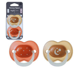Tommee Tippee Night Glow Soother 6 - 18 months 2 Pack - Red/Brown