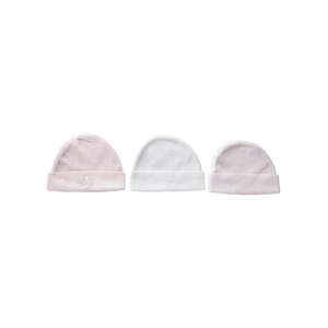 Playette 3 Pack Knitted Caps Pink/White