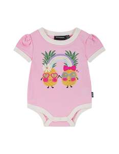 Rock Your Baby Pineapple Pals Ruby Ringer Bodysuit - Pink Pop