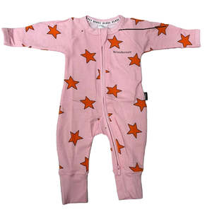 Bonds 2 Way Zip Wondersuit - Pink With Orange Stars