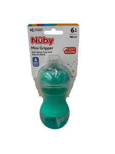 Nuby Mini Gripper With Silicone Band 180ml - Aqua