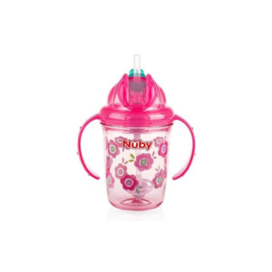 Nuby Printed Flip-It Cup With Handles 240ml - Pink Flower