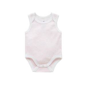 Purebaby Organic Singlet Bodysuit - Pale Pink Melange Stripe