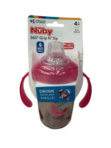 Nuby Tritan Spout Cup With Handles 360 Straw 240ml - Pink