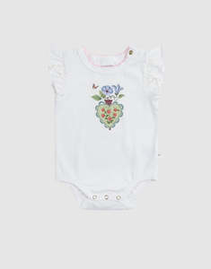 Fleur Harris 'Hearts' Bijou Bodysuit - Egret