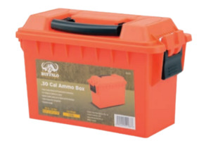 Buffalo River: BUFFALO RIVER .30 CAL PLASTIC AMMO BOX EMERGENCY ORANGE LOCKABLE