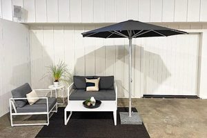 Centre Pole Umbrellas: 2.5M Round Centre Pole Umbrella in Sunbrella Coal - Outside Space