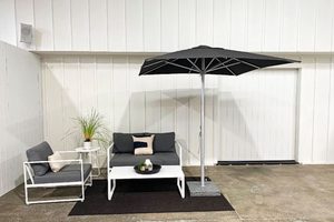 2.1M x 2.1M Square Centre Pole Umbrella Canopy Sunbrella Coal - Outside Space