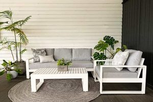 Unwind Outdoor suite: 3-seater sofa, single chair,& coffee table (white frame) -&hellip;