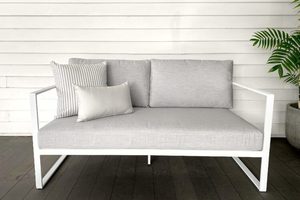 2 Seater Sofas: Happy Hour 2-Seater Outdoor Sofa (white frame) - Outside Space