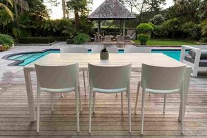 Dining Sets: Dinner at Ours Range: Bone 2M Outdoor Table, 6 Vondom Chairs (3 chair colours) - Outside Space