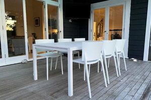Dining Sets: Dinner at Ours Range: White 2M Outdoor Table, 6 Vondom Chairs (3 chair colours) - Outside Space