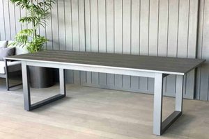 Dining and Bar Tables: LONG LUNCH 2.4M TABLE CHARCOAL - Outside Space