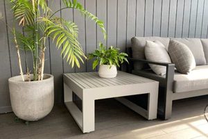 Outdoor Coffee/Side Tables: BASK SQUARE CORNER TABLE GREY - Outside Space
