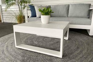 Bask  Aluminum Square Coffee Table (White) - Outside Space