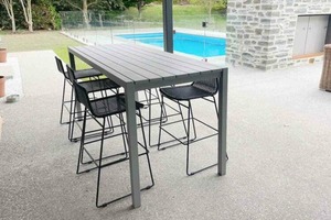 Dining and Bar Tables: DINNER AT OURS - BAR LEANER 2.0M GREY - Outside Space