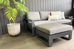 Single Chairs: Unwind Outdoor Ottoman (charcoal frame) - Outside Space