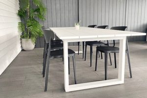 Dining Sets: Long Lunch Range: Outdoor White 2.4M Table & 6 Amado Chairs (2 chair colours) - Outside Space
