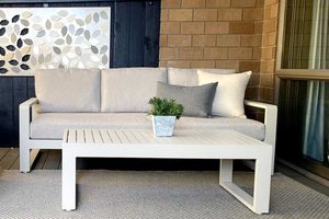 Sunbrella Outdoor Lounge Suites: Unwind 3-seater Outdoor Sofa (Bone frame) - Outside Space