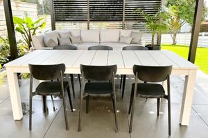 Dining Sets: Alfresco Range: Bone 2.2M Outdoor Table & 6 Amado Chairs - Outside Space