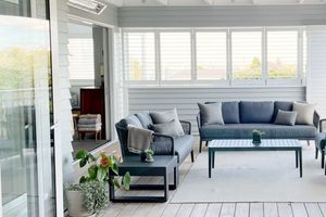 Aluminium Lounge Suites: Haven Rope Range: 3-seater sofa, 2-seater sofa & coffee table (charcoal frame/fabric) - Outside Space