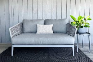 2 Seater Sofas: Haven Rope Outdoor 2-Seater (charcoal frame/fabric) - Outside Space