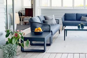 2 Seater Sofas: Haven Rope Outdoor 2-Seater (charcoal frame/fabric) - Outside Space
