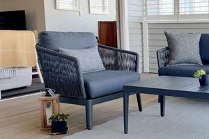 Single Chairs: Haven Rope Single Outdoor Armchair (charcoal frame/fabric) - Outside Space
