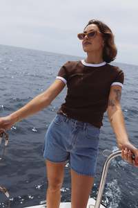 RPM Ribbed Ringer Tee - Chocolate