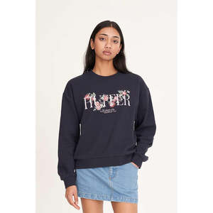 Huffer: Huffer Womens Slouch Crew 350/Garden Party - Navy